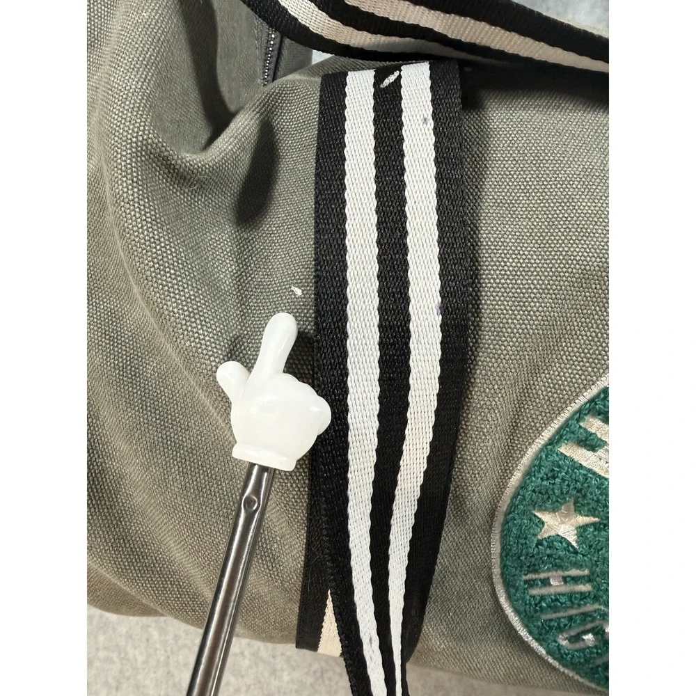 Stranger Things Hawkins High School Duffle Bag TV Show Preowned Flaws Gray Green